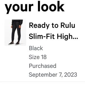 Lululemon black joggers size 18